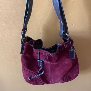 Coach Red Suede E043-4289 Berkeley Drawstring Crossbody Purse